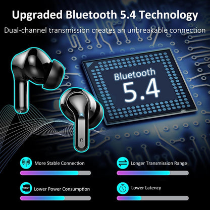 andfive 3D Stereo Headphones Wireless Bluetooth 5.4, Deep Bass Wireless Earbud, 4 ENC Noise Cancelling Mic, 3 g USB-C In-Ear Earphones