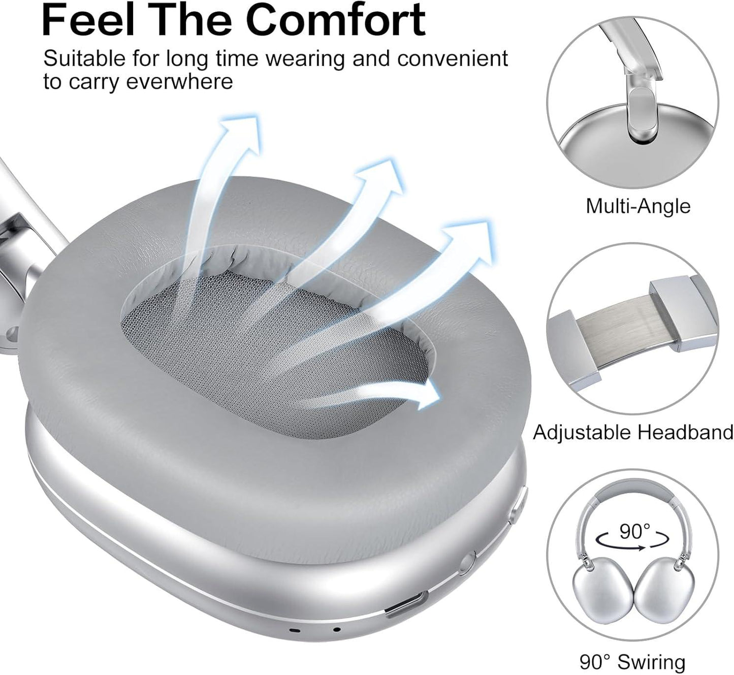 Ayvume Bluetooth 60H Playtime Wirelever Over Ear Headphones
