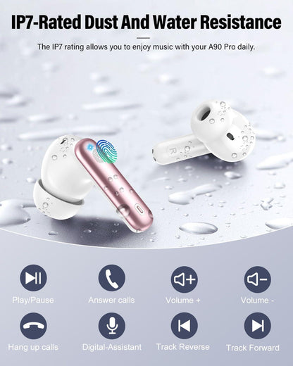 Ayvume Pink Wireless Earbuds with Noise Cancelling Mic