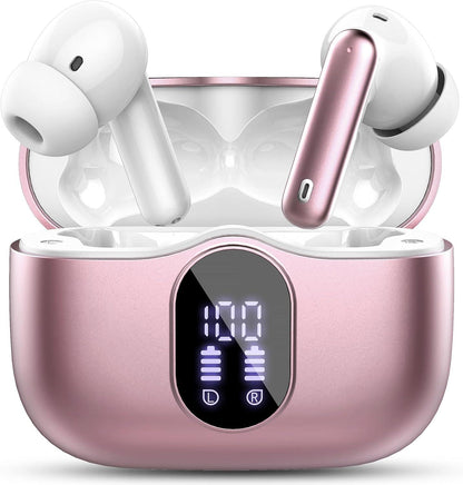Ayvume Pink Wireless Earbuds with Noise Cancelling Mic