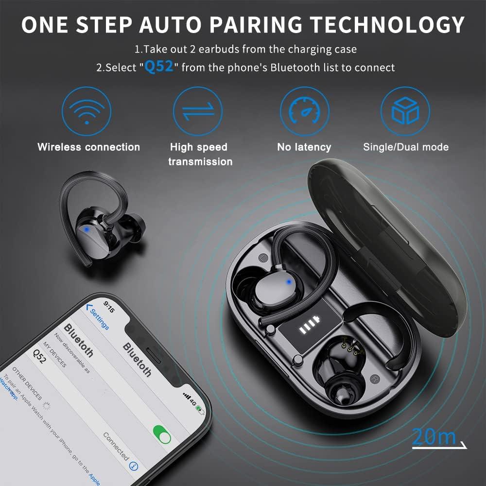 Bowost Bluetooth Earphones In-Ear, Wireless Sports Headphones with Microphone, IPX7 Waterproof, Earbuds Noise Cancelling