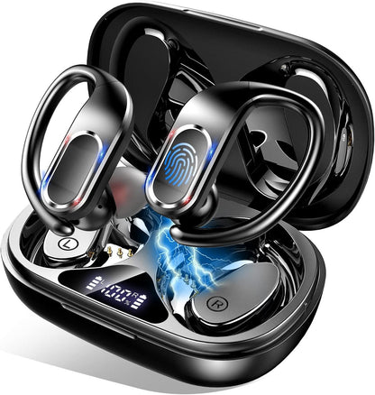 Geryst Bluetooth 5.3 Earphones with Mic, In Ear Wireless Headphones 56H Deep Bass IP7 Waterproof, LED Display/Touch Control