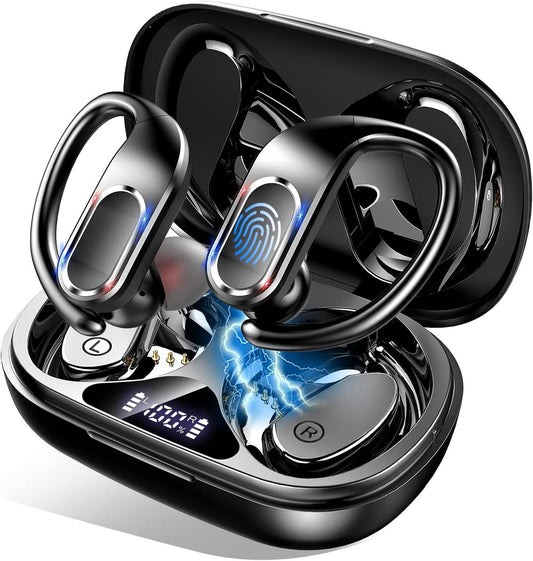 Geryst Bluetooth 5.3 Earphones with Mic, In Ear Wireless Headphones 56H Deep Bass IP7 Waterproof, LED Display/Touch Control