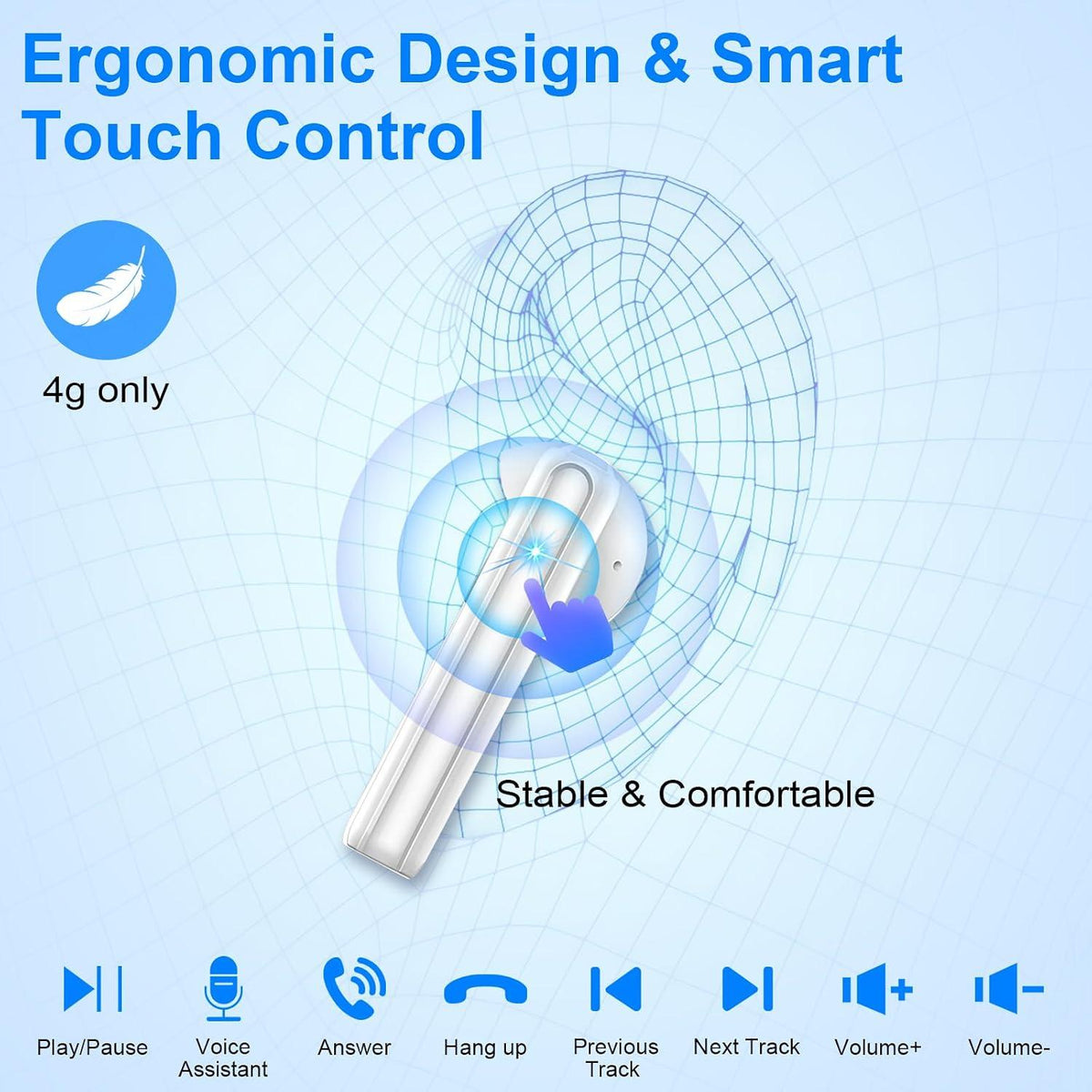 Hosgubo Ergonomic Design and Smart Touch Bluetooth Headphones