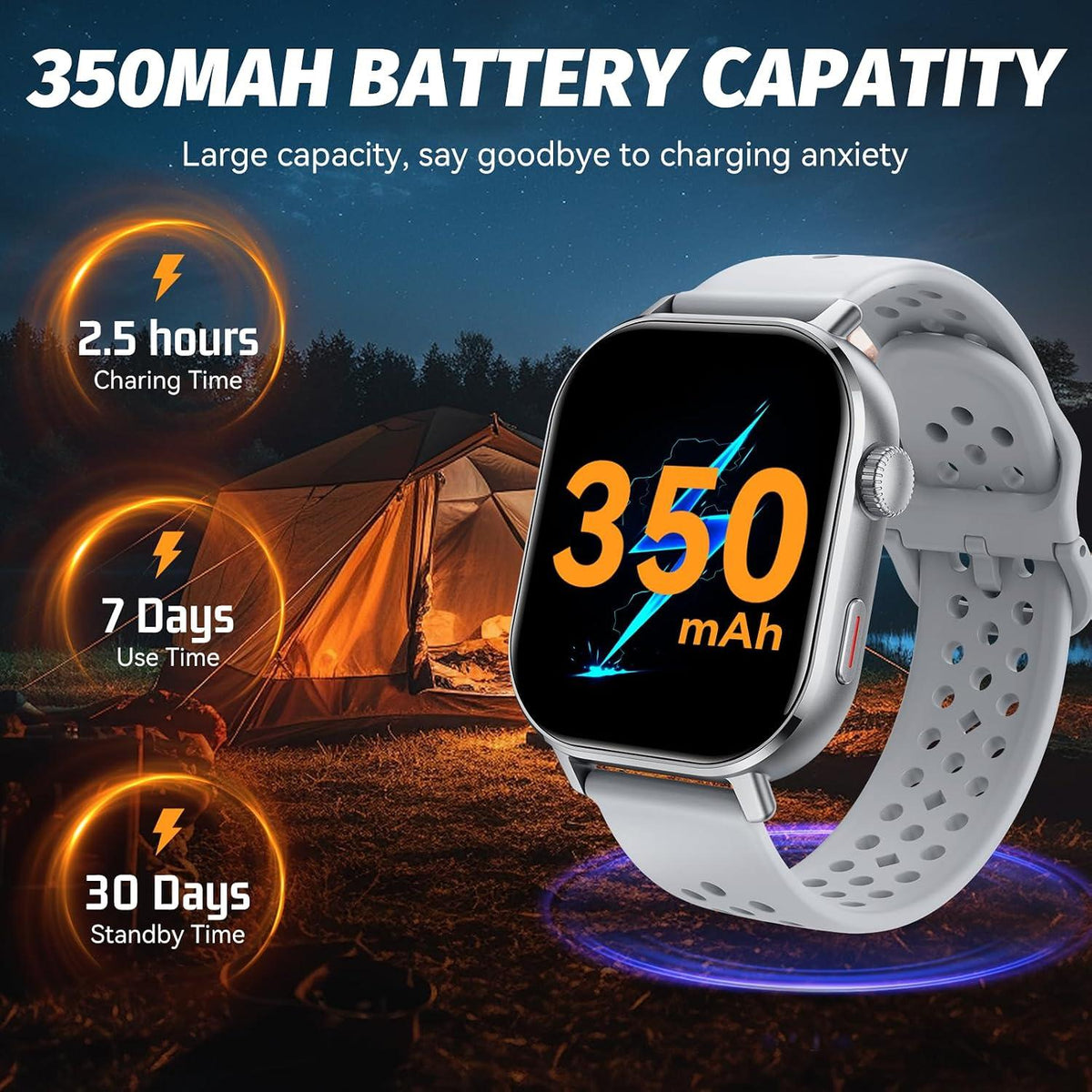 uaue GPS 2.06 Inch AMOLED Military Smart Watch with 350 mAh Battery