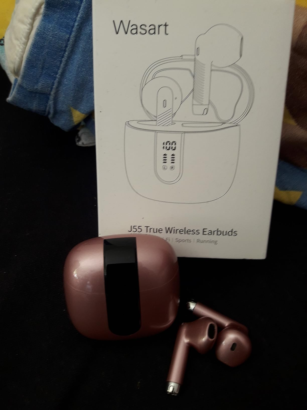 Wasart Bluetooth 5.3 Headphones, In-Ear Headphones Wireless with 4 Mics, LED Display, Bluetooth Earphones with ENC Noise Cancelling