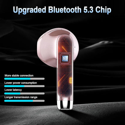 Wasart Bluetooth 5.3 Headphones, In-Ear Headphones Wireless with 4 Mics, LED Display, Bluetooth Earphones with ENC Noise Cancelling