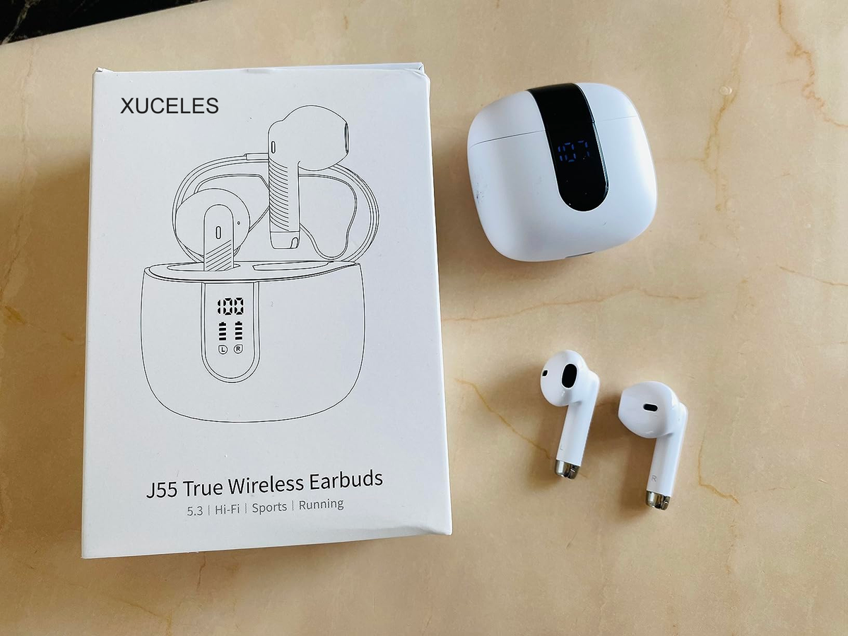 XUCELES Bluetooth Earphones in Ear Noise Cancelling Deep Bass, Bluetooth 5.4 Headphones NEW Wireless Headphones with 4 ENC Mic