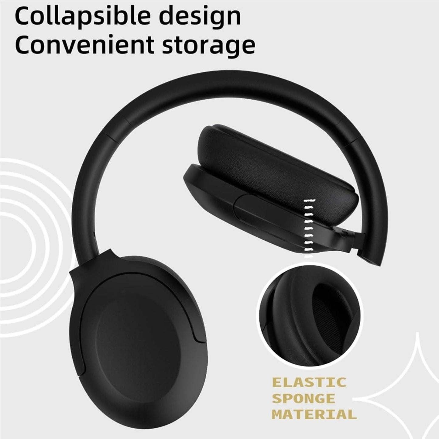 YCNWUK Active Noise Cancelling Wireless Bluetooth Over Ear Headphones