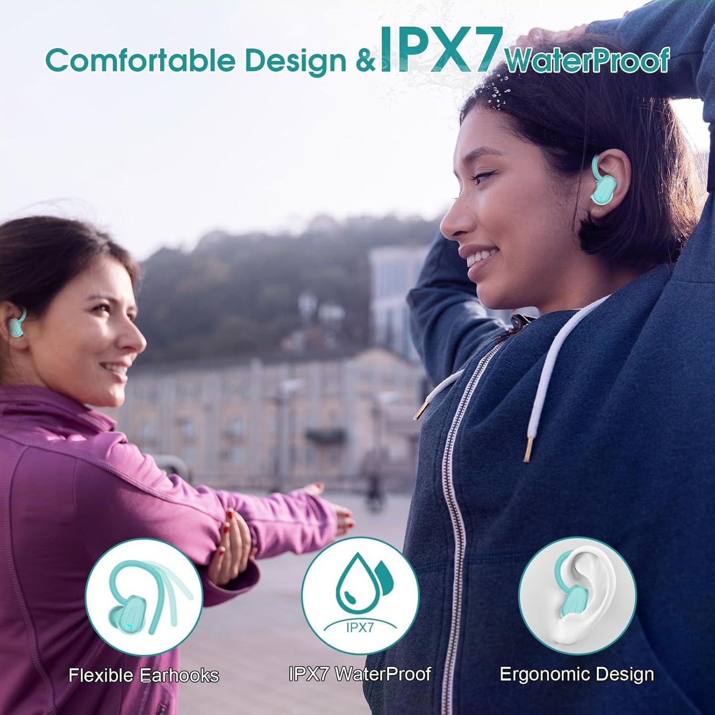 YCNWUK 50H Bluetooth 5.4 Light Green Wireless Earbuds
